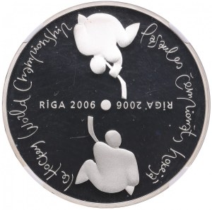 Latvia (Berlin Mint) 1 Lats 2005 - Ice Hockey World Championship - NGC PF 69 ULTRA CAMEO