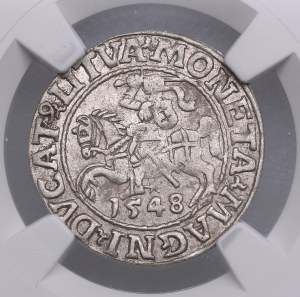 Lithuania, Grand Duchy (Vilnius) AR ½ Groat / Półgrosz 1548 - Sigismund II Augustus (1544-1572) - NGC AU 55
