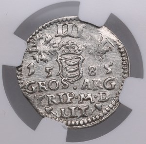 Lithuania, Grand Duchy (Vilnius) AR 3 Groszy (Trojak) 1585 - Stefan Batory (1576-1586) - NGC MS 61