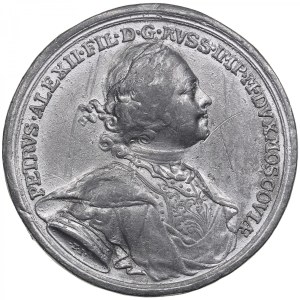Russia Tin-Alloy Medal 1713 (2nd half 18th c.) - Battle at the River Pelkine, 6 October 1713 - Peter I (1682-1725)