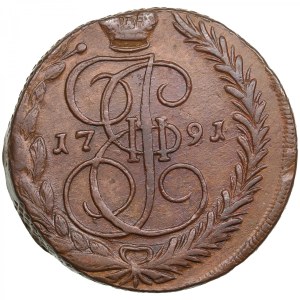 Russia (Ekaterinburg mint) 5 Kopecks 1791 EM - Catherine II the Great (1762-1796)