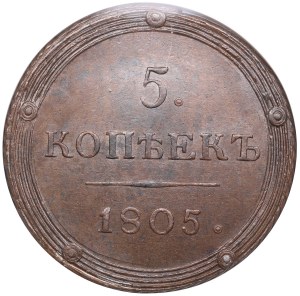 Russia (Suzun mint) 5 Kopecks 1805 KM - Alexander I (1801-1825) - NGC MS 63 BN