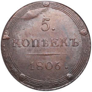 Russia (Suzun mint) 5 Kopecks 1806 KM - Alexander I (1801-1825) - NGC MS 63 BN