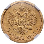 Russia 5 Roubles 1901 ФЗ - Nicholas II (1894-1917) - NGC AU 58