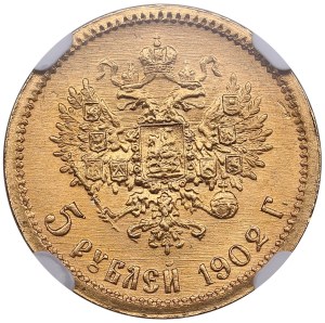 Russia 5 Roubles 1902 AP - Nicholas II (1894-1917) - NGC MS 66+