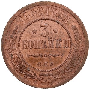 Russia 3 Kopeck 1908 СПБ - Nicholas II (1894-1917)