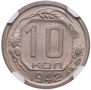Russia (USSR) 10 Kopecks 1942 - NGC MS 62
