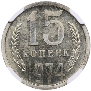 Russia (USSR) 15 Kopecks 1974 - NGC PL 64