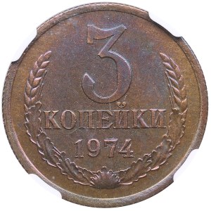 Russia (USSR) 3 Kopecks 1974 - NGC PL 63