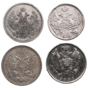 Group of Russian and Polish silver coins (4)