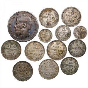 Group of Russian silver coins (13)