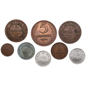 Group of Russian & USSR silver and copper coins (8)
