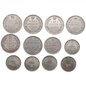Group of Russian 20, 15 & 10 Kopecks (12)