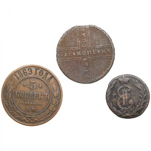 Group of Russian copper coins (3)