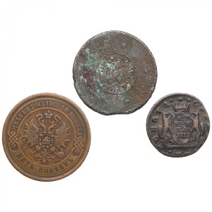 Group of Russian copper coins (3)
