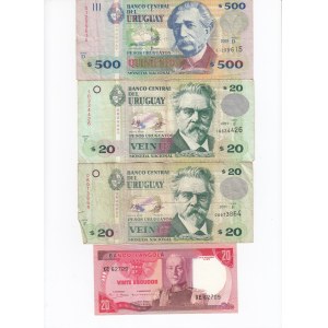 Group of Banknotes: Angola, Barbados, Uruguay (9)