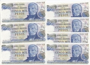 Argentina 5000 Pesos ND (1977-1983) - Consecutive numbers (7)