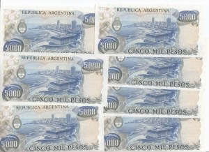 Argentina 5000 Pesos ND (1977-1983) - Consecutive numbers (7)