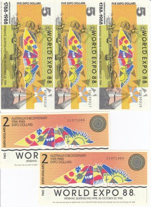Australia 3 & 5 Expo Dollars 1988 - World Expo 88 (5)