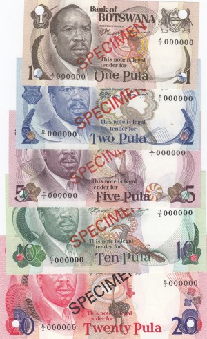Botswana 1-20 Pula 1976-79 (5) Specimens