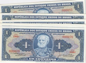 Brazil 1 Cruzeiro 1954 (10) Low #, Sequential #