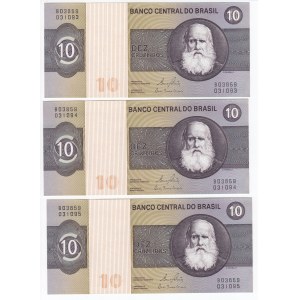 Brazil 10 Cruzeiros (1970-1980) - Consecutive numbers (3)