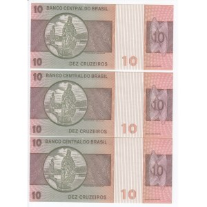Brazil 10 Cruzeiros (1970-1980) - Consecutive numbers (3)