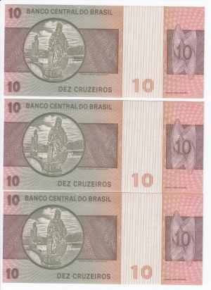 Brazil 10 Cruzeiros (1970-1980) - Consecutive numbers (3)