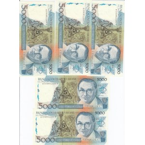 Brazil 5000 Cruzados ND (1988)- Consecutive numbers (5)