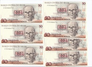 Brazil 50 Cruzados Novos ND (1989-90) - Consecutive numbers (7)