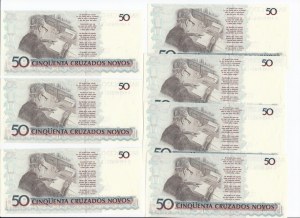 Brazil 50 Cruzados Novos ND (1989-90) - Consecutive numbers (7)