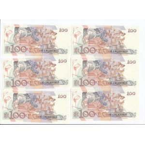 Brazil 100 Cruzeiros ND (1990) - Consecutive numbers (6)