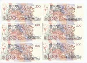 Brazil 100 Cruzeiros ND (1990) - Consecutive numbers (6)