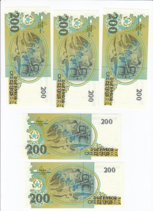 Brazil 200 Cruzeiros ND (1990)- Consecutive numbers (5)