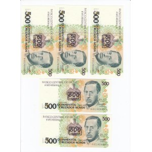 Brazil 500 Cruzados Novos ND (1990) - Consecutive numbers (5)