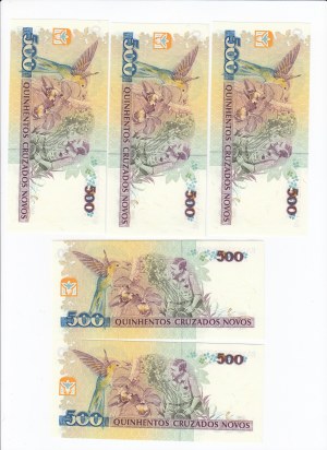 Brazil 500 Cruzados Novos ND (1990) - Consecutive numbers (5)