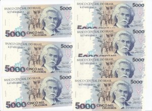 Brazil 5000 Cruzeiros ND (1990-1993)- Consecutive numbers (7)