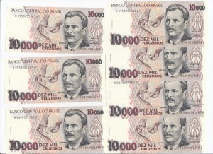 Brazil 10 000 Cruzeiros ND (1991-1993)- Consecutive numbers (7)