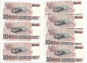 Brazil 10 000 Cruzeiros ND (1991-1993)- Consecutive numbers (7)