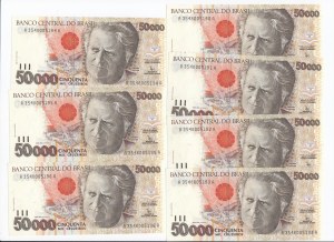 Brazil 50 000 Cruzeiros ND (1991-1993)- Consecutive numbers (7)