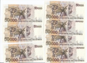 Brazil 50 000 Cruzeiros ND (1991-1993)- Consecutive numbers (7)