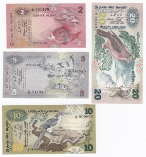 Ceylon 20, 10, 5 & 2 Rupees 1979 (4)