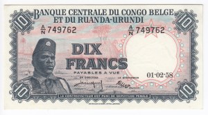 Belgian Congo 10 Francs 1958