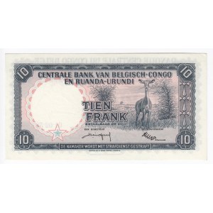 Belgian Congo 10 Francs 1958