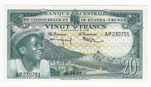 Belgian Congo 20 Francs 1959