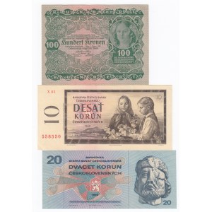 Group of Banknotes: Czechoslovakia, Austria (3)