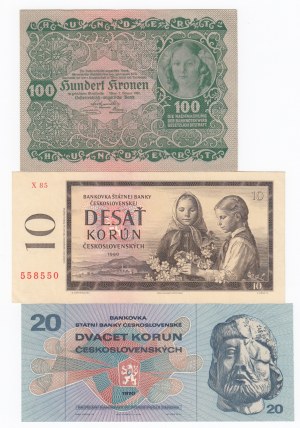 Group of Banknotes: Czechoslovakia, Austria (3)