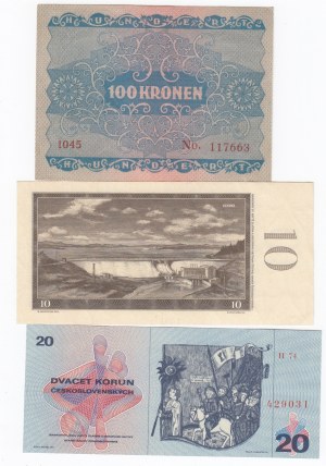 Group of Banknotes: Czechoslovakia, Austria (3)