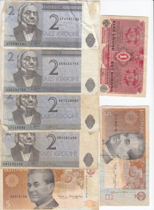 Group of Banknotes: USA, Estonia, Thailand, Austria (20)
