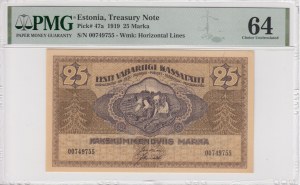 Estonia (Treasury Note) 25 Marka 1919 - PMG 64 Choice Uncirculated